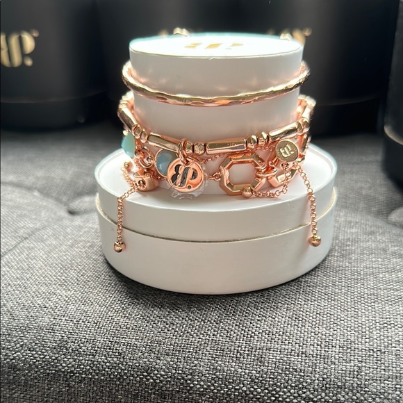 Rose Gold and Turquoise Bracelet Set - Picture 3 of 6